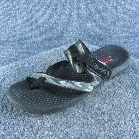 Skechers Women's Outdoor Lifestyle Flip Flop Gray Textile Sz 9M Gently Used 2025 - Picture 1 of 10